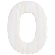 Pendentif ovale évidé 47x34 mm en acetate opaque - Rayé Multi-Blanc nacré x1