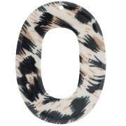 Pendentif ovale évidé en acetate transparent 47x34 mm - Léopard Noir - Marron x1|raw }}