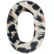 Pendentif ovale évidé en acetate transparent 47x34 mm - Léopard Noir - Marron x1