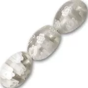 Olives Millefiori 12x8 mm Crystal/White x5