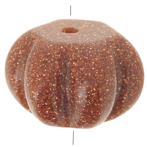 Perle rondelle citrouille 12 mm Gold Stone - imitation pierre de soleil x1