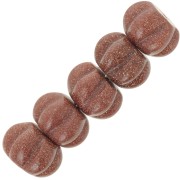 Perle rondelle citrouille 12 mm Gold Stone - imitation pierre de soleil x1