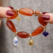 Perle rondelle citrouille 12 mm Gold Stone - imitation pierre de soleil x1