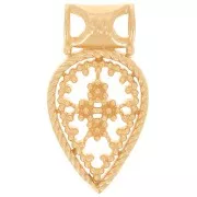 Pendentif goutte ajourée 19x10 mm avec petites boules - Doré à l'or fin x1
