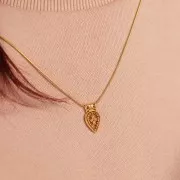 Pendentif goutte ajourée 19x10mm avec petites boules - Plaqué Or 3 microns x1