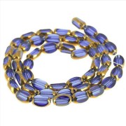 Perles olive facettées 7x4 mm en verre - Sapphire - Doré x33 cm|raw }}
