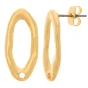 Clous d'oreilles ovales irréguliers martelés 22x10 mm - Doré à l'or fin x2