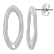 Clous d'oreilles ovales irréguliers martelés 22x10 mm - Placage Argent fin x2