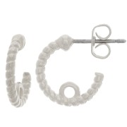 Créoles torsadées ouvertes 13 mm avec anneau fermé - Placage Argent fin x2|raw }}