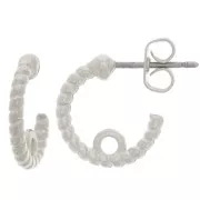 Créoles torsadées ouvertes 13 mm avec anneau fermé - Placage Argent fin x2