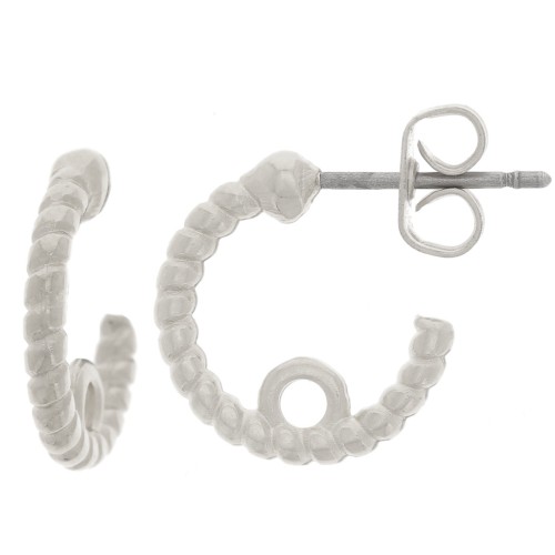 Créoles torsadées ouvertes 13 mm avec anneau fermé - Placage Argent fin x2