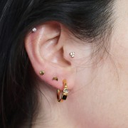 Créoles ouvertes 17 mm avec résine époxy - Doré à l'or fin - Noir x2