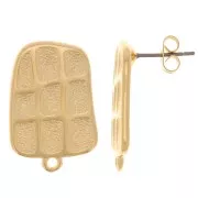 Clous d'oreilles rectangles irréguliers texturés 23x15 mm - Doré à l'or fin x2