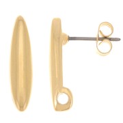Clous d'oreilles barres arrondis 18x4.5 mm avec un trou - Doré à l'or fin x2|raw }}