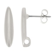 Clous d'oreilles barres arrondis 18x4.5 mm avec un trou - Placage Argent fin x2