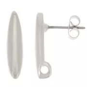 Clous d'oreilles barres arrondis 18x4.5 mm avec un trou - Placage Argent fin x2