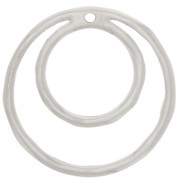 Pendentif double cercle irrégulier 36 mm - Placage Argent fin x1
