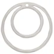 Pendentif double cercle irrégulier 36 mm - Placage Argent fin x1
