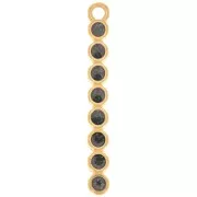 Pendentif barre 32x4 mm avec résine époxy - Doré à l'or fin - Noir pailleté x1