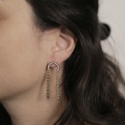 Pendentif barre 32x4 mm avec résine époxy - Doré à l'or fin - Noir pailleté x1