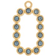 Pendentif rectangle 26x15 mm avec résine époxy - Doré à l'or fin - Bleu pailleté