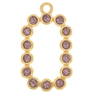 Pendentif rectangle 26x15 mm avec résine époxy - Doré à l'or fin - Violet pailleté