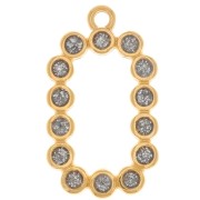 Pendentif rectangle 26x15mm avec résine époxy - Doré à l'or fin - Argenté pailleté