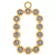 Pendentif rectangle 26x15mm avec résine époxy - Doré à l'or fin - Argenté pailleté