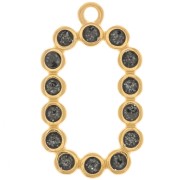 Pendentif rectangle 26x15 mm avec résine époxy - Doré à l'or fin - Noir pailleté