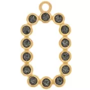 Pendentif rectangle 26x15 mm avec résine époxy - Doré à l'or fin - Noir pailleté