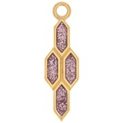 Pendentif géométrique 24x7mm avec résine époxy - Doré à l'or fin - Violet pailleté|raw }}