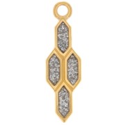 Pendentif géométrique 24x7 mm et résine époxy - Doré à l'or fin - Argenté pailleté