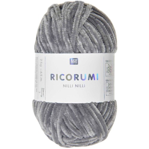 Laine chenille Ricorumi Nilli Nilli par Rico Design - Amigurumi - Gris 026 x25g