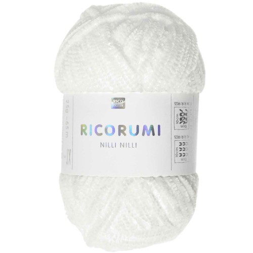 Laine chenille Ricorumi Nilli Nilli par Rico Design - Amigurumi - Blanc 001 x25g