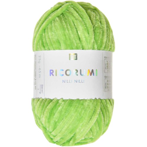 Laine chenille Ricorumi Nilli Nilli par Rico Design Amigurumi - Vert neon 030 x25g