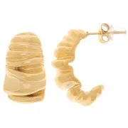 Demi-créoles ouvertes larges 21.5 mm effet plissé - Acier inoxydable 316L Doré x2