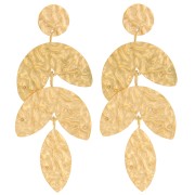 Boucles d'oreilles pendantes feuilles 58x24 mm - Acier inox 316L Doré x2