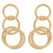 Boucles d'oreilles pendantes multi-cercles 39x18 mm Acier inoxydable 304L Doré x2