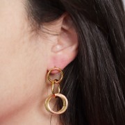 Boucles d'oreilles pendantes multi-cercles 39x18 mm Acier inoxydable 304L Doré x2