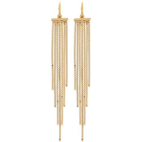 Créoles fines avec pendentif franges 85 mm - Acier inoxydable 304L Doré x2