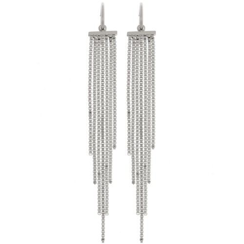 Créoles fines avec pendentif franges 85 mm - Acier inoxydable 304L x2