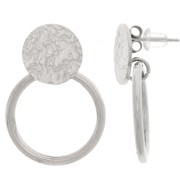 Boucles d'oreilles rondes et cercle évidé 27x20mm - Acier inoxydable 304L x2