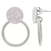 Boucles d'oreilles rondes et cercle évidé 27x20mm - Acier inoxydable 304L x2