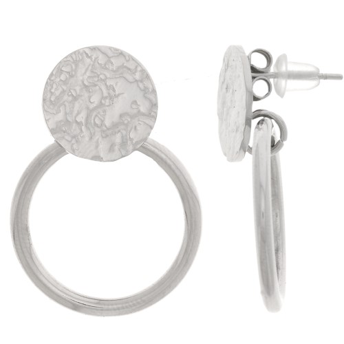 Boucles d'oreilles rondes et cercle évidé 27x20mm - Acier inoxydable 304L x2