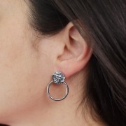 Boucles d'oreilles rondes et cercle évidé 27x20mm - Acier inoxydable 304L x2