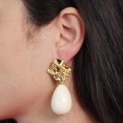 Clous d'oreilles losanges effet plissé 27x26 mm - Acier inox 304L Doré x2