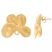 Clous d'oreilles fleurs 24x30 mm avec anneau fermé - Acier inoxydable 304L Doré x2|raw }}