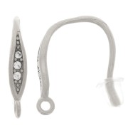 Crochets d'oreilles design 15 mm avec oxydes de zirconium - Acier inox 304L x2|raw }}