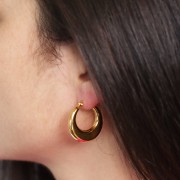 Créoles rondes plates 25 mm - Acier inoxydable 316L Doré x2