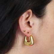 Créoles trapèzes plates 24 mm - Acier inoxydable 316L Doré x2